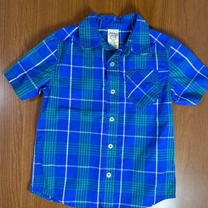 Faded Glory Blue and Green Plaid Shirt XS